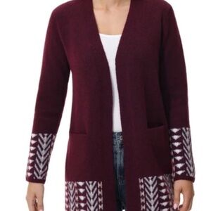 Frye Burgundy and White Patterned Cardigan